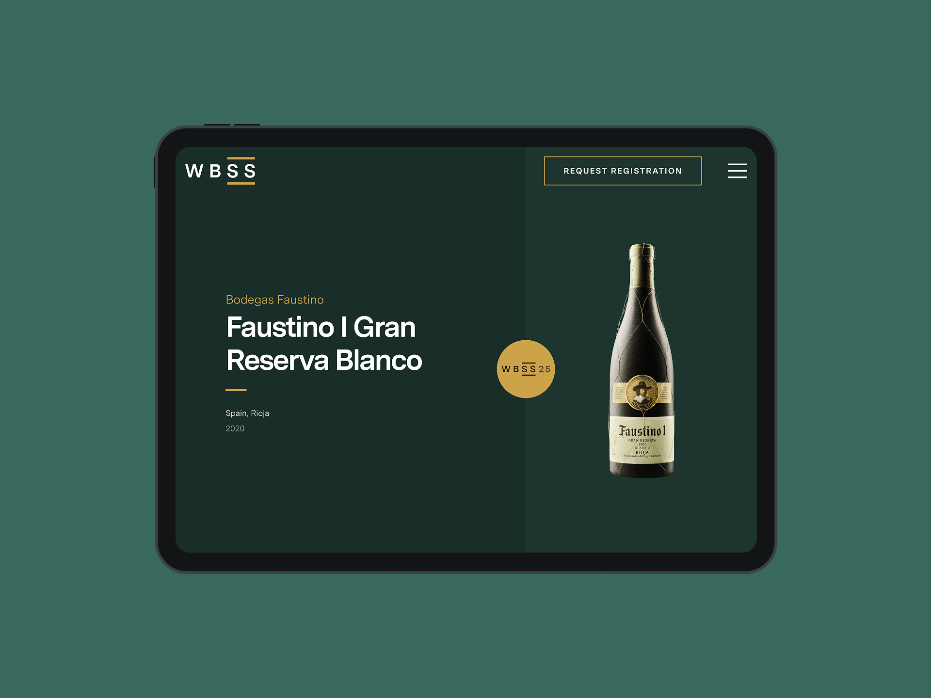 A laptop screen of the wine profile with the wine bottle image on the right and its details on the left