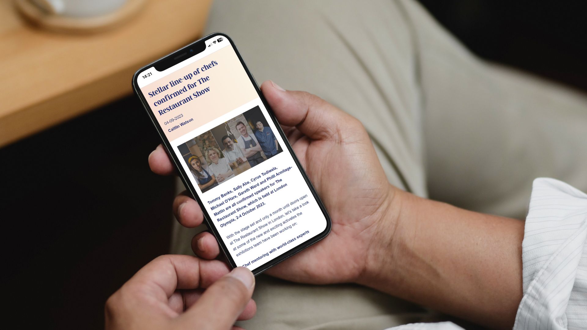 Mock-up image of an article on a mobile