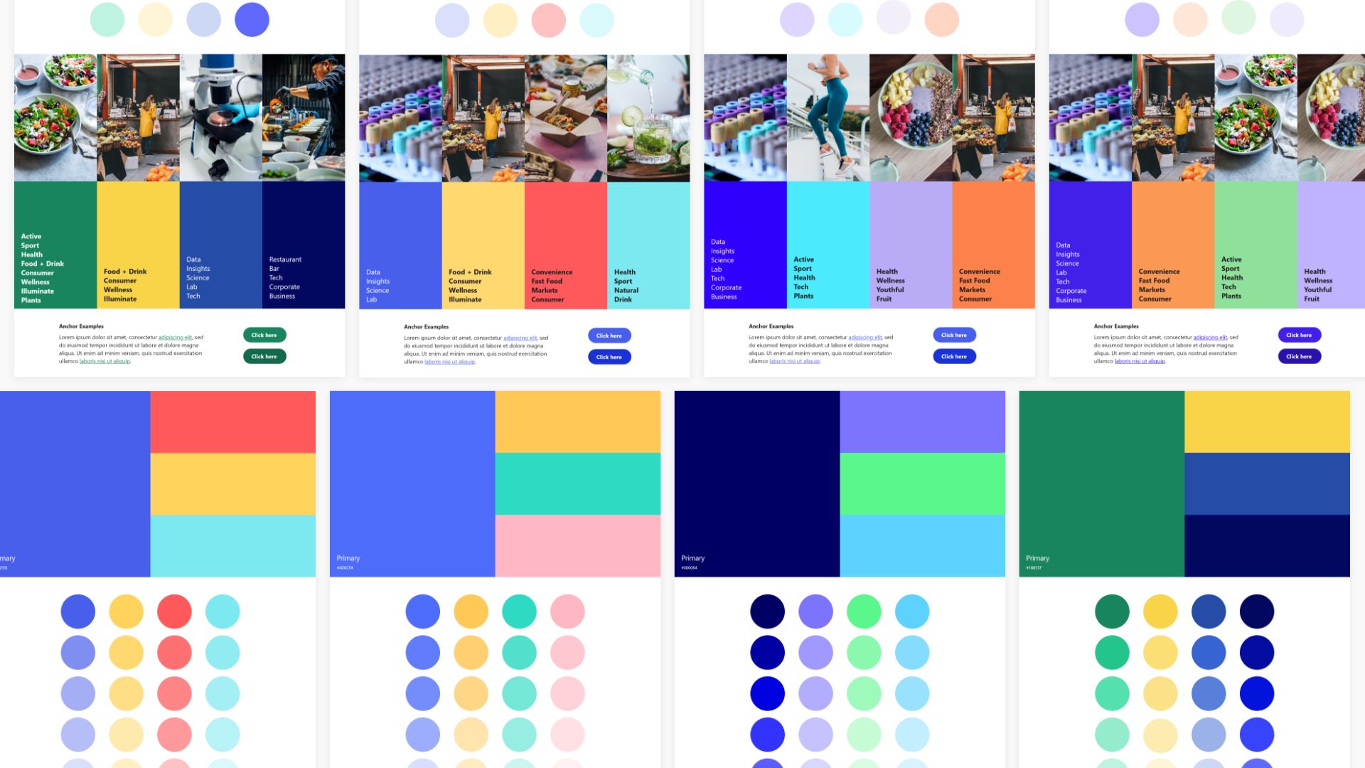 Pages of test colour palettes
