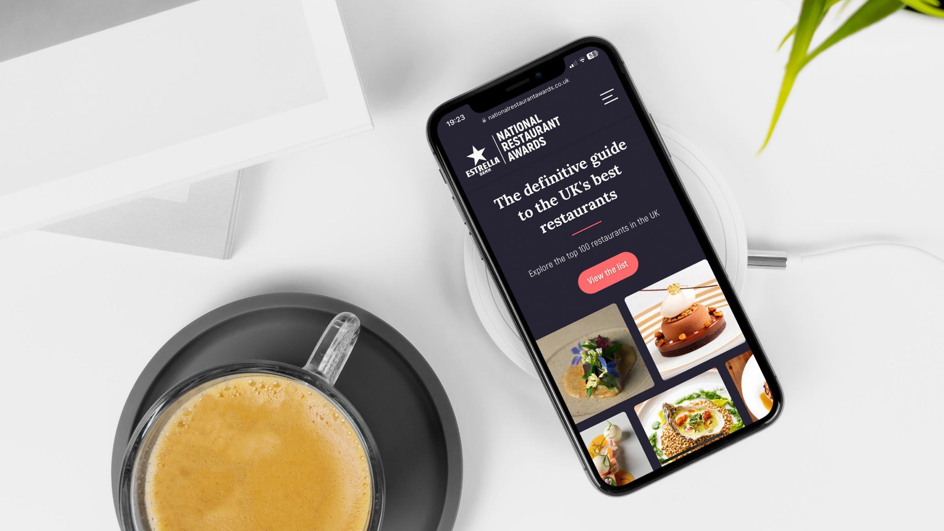 National Restaurant Awards homepage on an iphone screen
