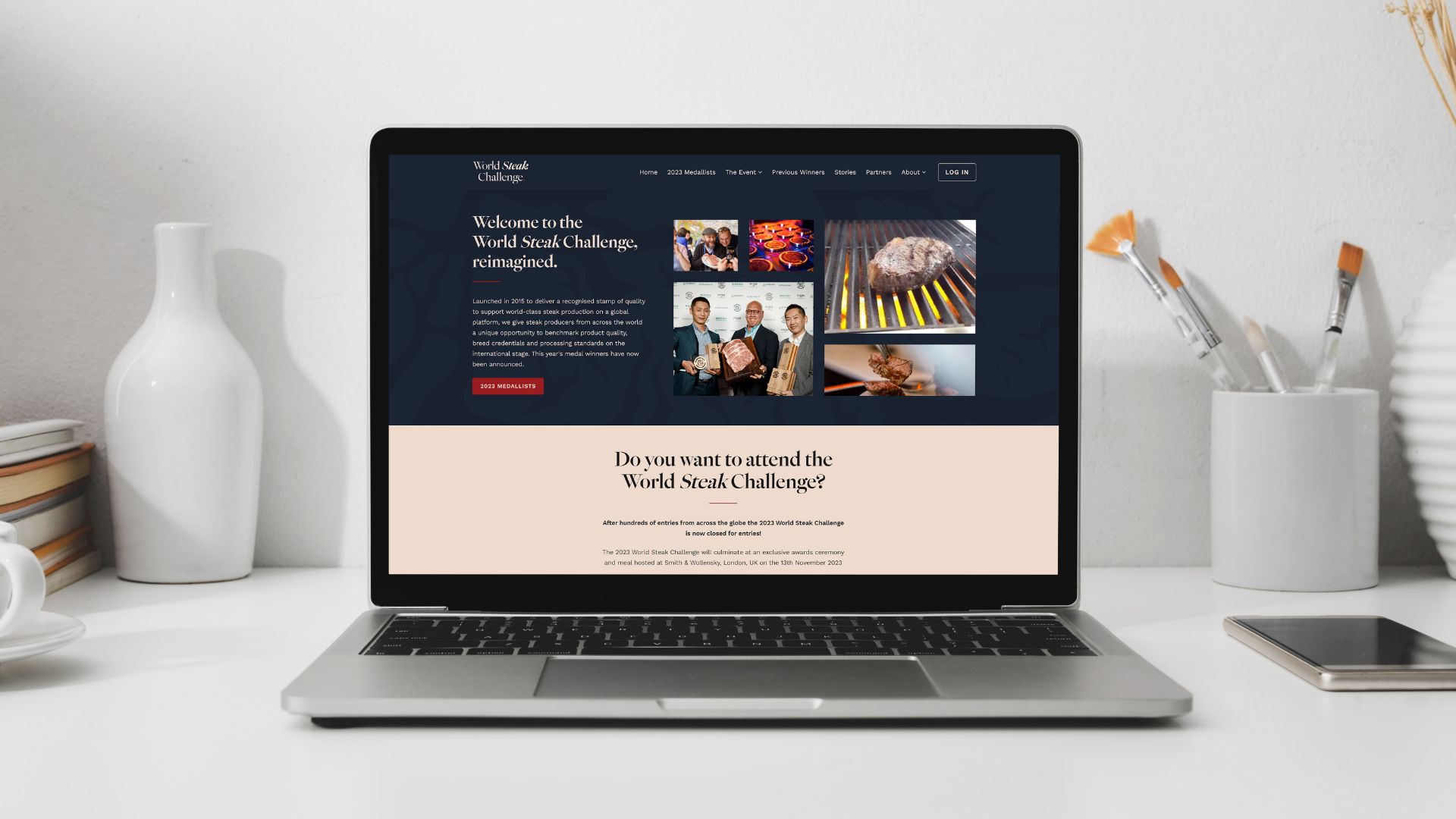 The World Steak Challenge homepage mock-up on a macbook screen