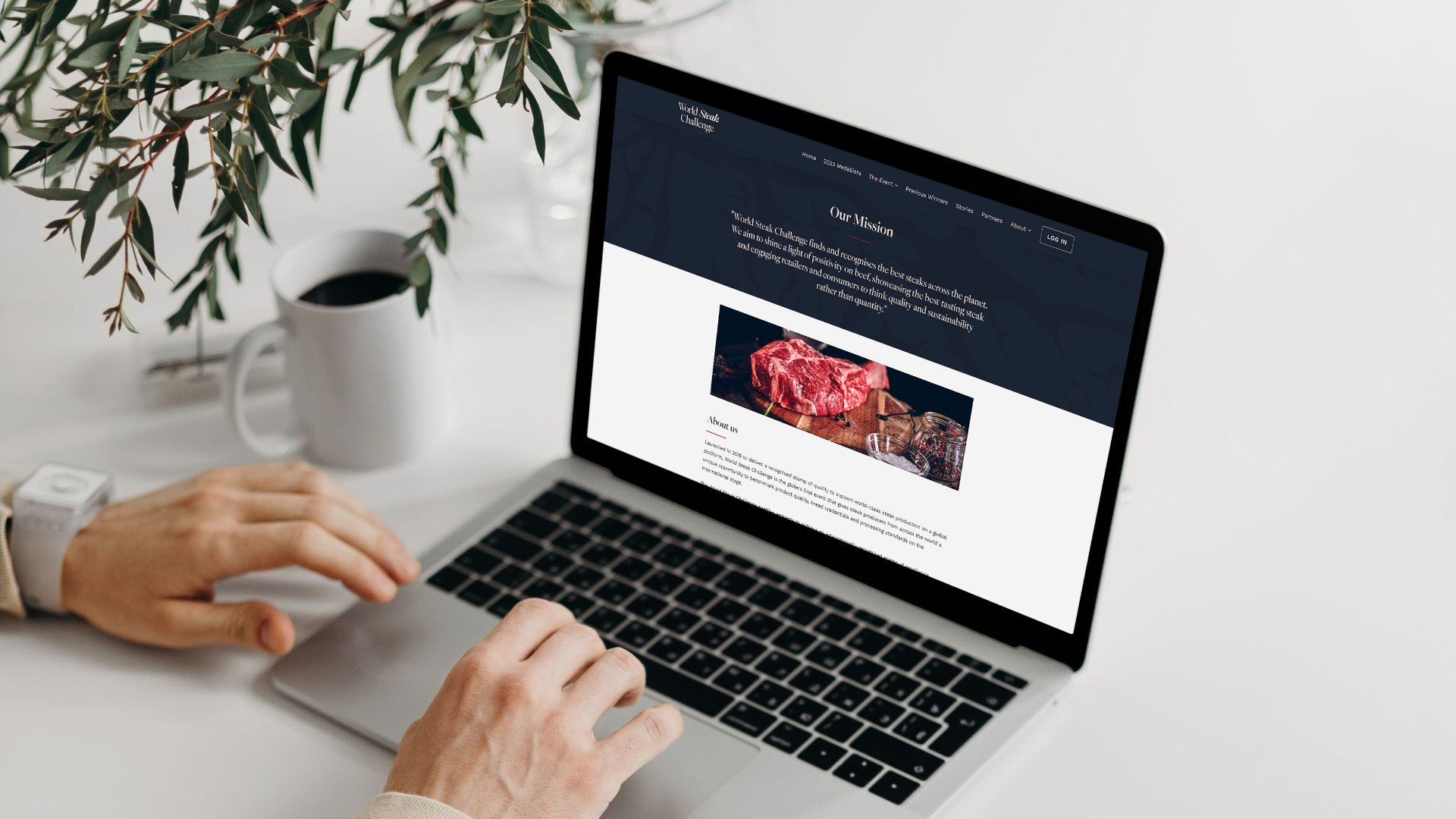 The World Steak Challenge About page mock-up on a macbook screen